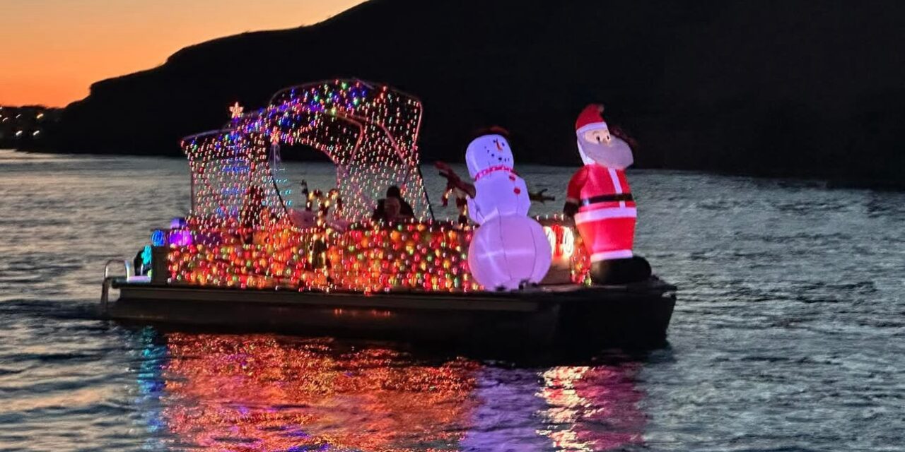 Christmas lights on Colorado River