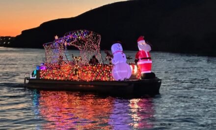 Christmas lights on Colorado River